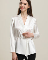 Chemise en Soie à Manches Longues avec Ceinture
